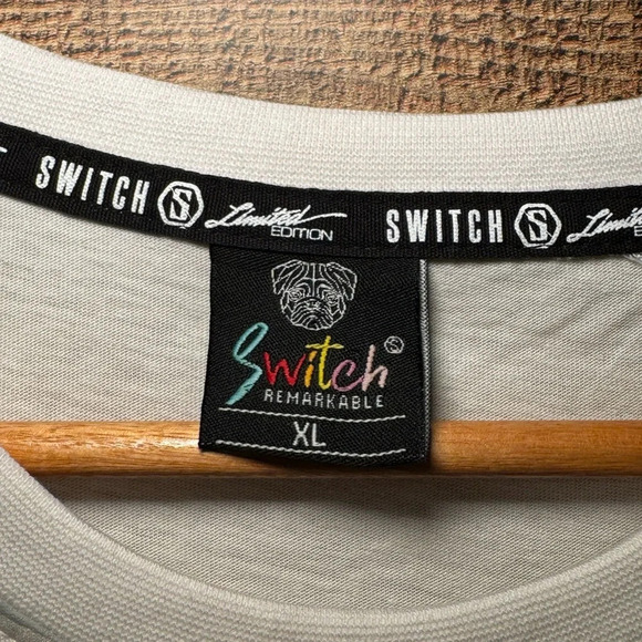 🌻 SWITCH REMARKABLE Money Master White Tee Men's size XL Paint Rhinestone - Picture 5 of 7